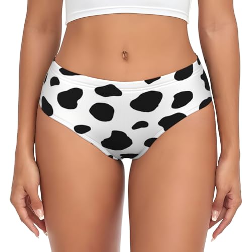 DEXNEL Culotte sans couture pour femme Imprimé vache Culotte invisible Confortable Sous-vêtements quotidiens doux et respirant pour femme, Noir , M