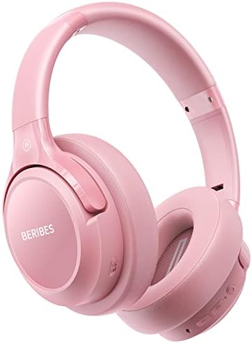 BERIBES Bluetooth Kopfhörer Kabellos Over Ear 65h Akku 6 EQ-Modi | 6 EQ-Modi,BT 6.0,Kabel & kabellos,65h Spielzeit,40mm,HiFi,leicht faltbar,weiche Polster,Mikrofon,Büro,PC,Rosa,Ges