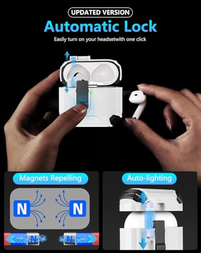 Image of ZORBES AirPods 4th Generation Case Compatible with Magsafe | Secure Lock, with Phone Stand & Cleaning Kit, Flip Lid Protection, White TPU, Carabiner Carry Clip for AirPods 4 Case Cover