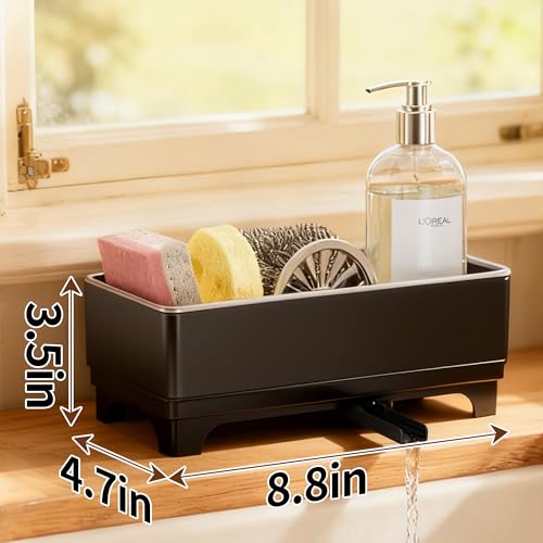 Image of MOUKABAL Sponge Holder for Kitchen Sink, Rustproof Stainless Steel Black