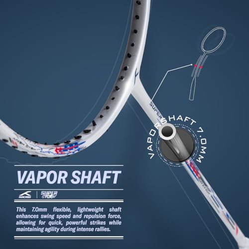Hundred Super Storm Strung Badminton Racket with Full Cover | 77 Grams | Maximum Tension ≤32 (White) 3 41prBGrYh7L