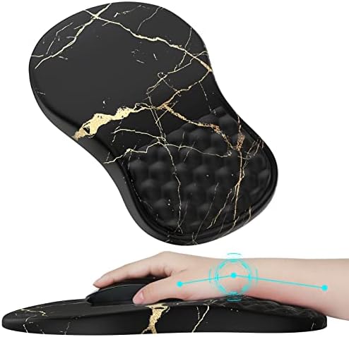 iLeadon Ergonomic Mouse Pad Wrist Support with Massage Design, Wrist Rest Pain Relief Mousepad with Memory Foam&Non-Slip PU Base, Mouse Pads for Office Desk Accessories, Black Gold Marble