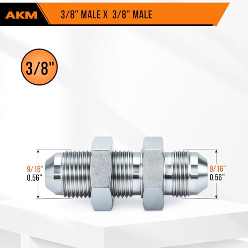 Image of Straight Hydraulic Hose Adapter Fittings, 2700-06-06 3 /8 inch Male JIC (9 /16 inch-18 thread) x 3 /8 inch Male JIC (9 /16 inch-18 thread) Connectors x 5 pack