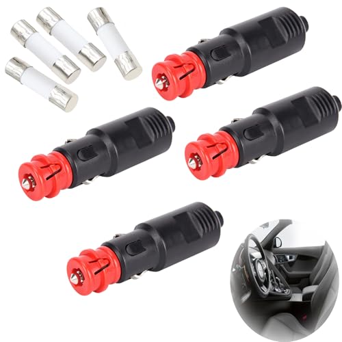 4 Stück Zigarettenanzünder Stecker, Sicherheits-Universalstecker Autostecker Europäischer auto stecker Ersatz Steckdose Universal Zigarettenanzünder für Auto PKW Kühlbox Navi Auto-Handstaubsauger