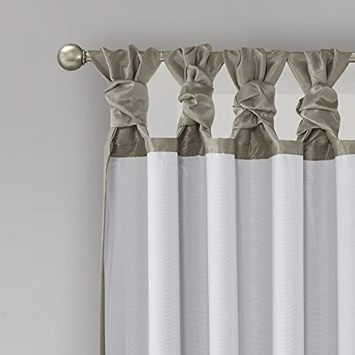 Madison Park Emilia Faux Silk Single Curtain With Privacy Lining, Diy Twist Tab Top, Window Drape For Living Room, Bedroom And Dorm, 50X84, Pewter #TOP3