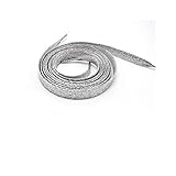 Material: Polyester Shoelace Bunte Mann Frauen Shoelaces Turnschuhe Metallic Glitter Glänzendes Gold Flache Schnürsenkel, Silber, 115cm