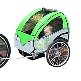 [Fahrradanhänger] Aluminiumlegierungskörper mit stoßdämpfender Folie am hinteren Körper, leicht zu falten, kann als Wagen verwendet oder als Anhänger mit einem Fahrrad verbunden werden. Der interne Doppelsitz ist für ein oder zwei Kinder geeignet. Der Sicherheitsgurt eines in der Mittelstellung sitzenden Babys ist verstellbar. Die Fünf-Punkt-Sicherheitsschnalle rüttelt während der Fahrt nicht nach links und rechts, um die Sicherheit von Kindern zu gewährleisten. Es kann 40 kg tragen.