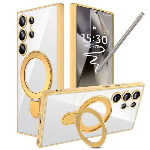 Coque Samsung S24 Ultra Magsafe chic avec bordure dorée brillante