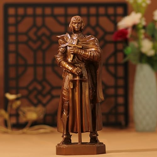 Joan of Arc Wooden Statue Antique Style | Handmade Catholic Saint Jeanne d’Arc Sculpture | Religious Home Decor Gift Catholic Home Altar Art (Height 7.9")