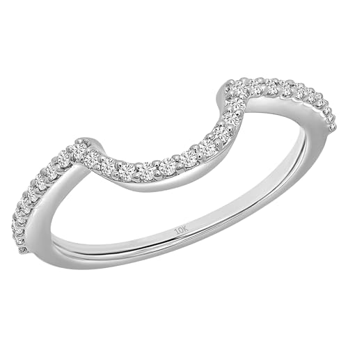 Dazzlingrock Collection Round White Diamond Anniversary Wedding Stackable Band Contour Guard Ring for Her (0.15 ctw, Color I-J, Clarity I1-I3) in Solid Gold