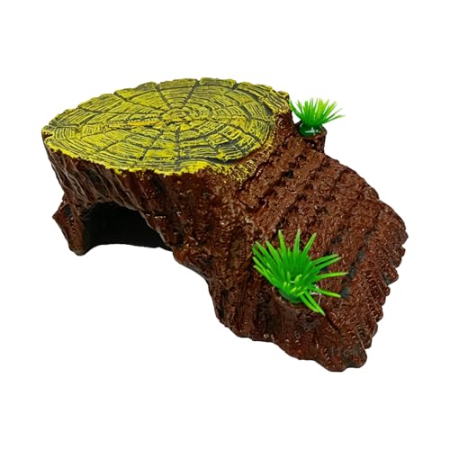Tsophreniq Realistische Harze, Reptilienverstecke, Höhle mit Sonnenplattform, Schildkrötenbecken, Dekorationen für Eidechsen, Schildkröten und kleine Haustiere, Haustierterrarien, Zubehör