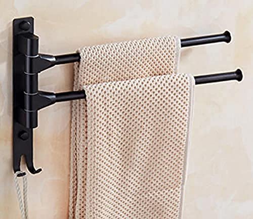 Toallero giratorio para toallas, toallero de aluminio espacial, barra de toalla de baño, organizador de toallero montado en la pared, accesorios toallero de baño (riel doble)