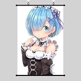 Kssmice Re: Life dans Un Monde différent de zéro, Personnage de Dessin animé REM Tableau de défilement étanche, Peinture à Rouleaux d'anime, Peinture à Rouleaux de Toile Blanche, Fond Blanc, Cadeau
