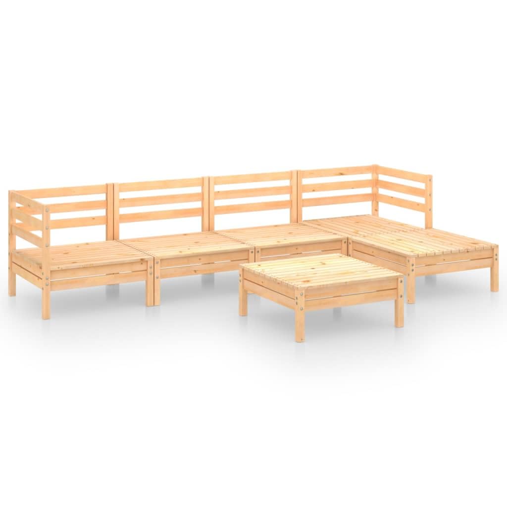 vidaXL Bois de Pin Massif Salon de Jardin 6 pcs Mobilier de Patio Ensemble de Meubles de Terrasse Meubles d'Extérieur Mobilier de Jardin