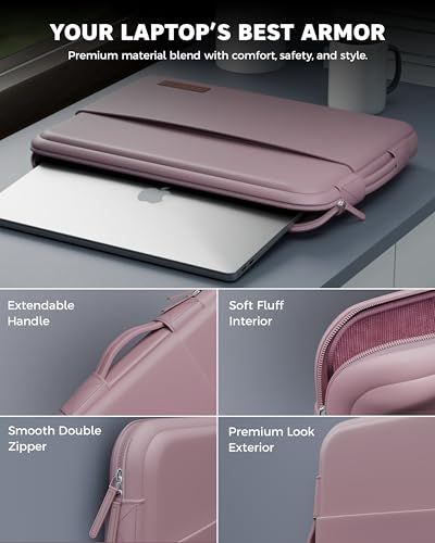 Image of FEDUS ORO Premium Vegan Leather Laptop Sleeve Bag Case 14.0 inch, Shockproof Office Laptop Cover Pouch Carrying Bag with Accessory Pocket & Handle for MacBook, HP, Dell, Lenovo, Asus for Men & Women