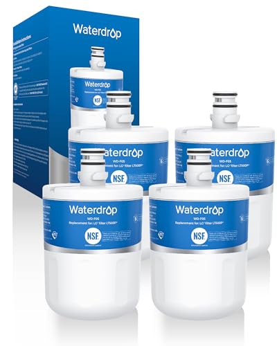 Waterdrop 5231JA2002A Refrigerator Water Filter Replacement for LG LT500P GEN11042FR-08 ADQ72910911 ADQ72910901 Kenmore 9890 46-9890 LFX25974ST LMX25964ST 4 Pack