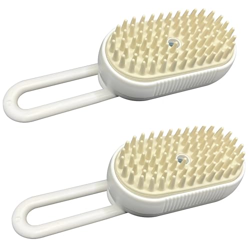 Image of Pack of 2X Easy Self-Cleaning Pet Steam Brush with 360 Rotating Arm for Long and Short Hair Cats and Dogs Grooming Supplies Steam Brush for Shedding