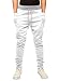 HEMOON Mens Jogging Pants Tracksuit Bottoms Training Running Trousers White L