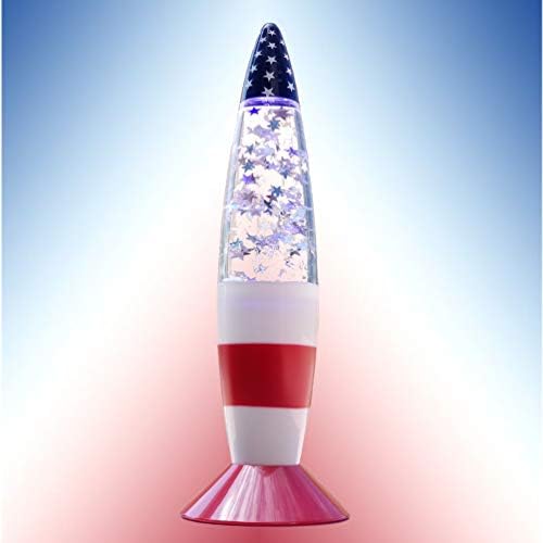 Amazing US Flag 7” Star Spangled Rocket Lamp – Psychedelic Soothing Snow Globe Effect with Shining Stars. Comes with Safety on/Off Switch USB Cord. Mini Lava Lamps by LALA LAMP (US Flag)