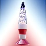 Amazing US Flag 7” Star Spangled Rocket Lamp – Psychedelic Soothing Snow Globe Effect with Shining S