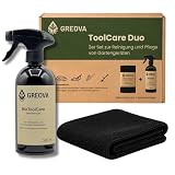 GREOVA ToolCare Duo - Set da 2 pezzi per la pulizia e la cura di robot tosaerba e attrezzi da giardino - detergente premium 500 ml + panno in microfibra 40 x 40 cm, extra assorbente, senza pelucchi