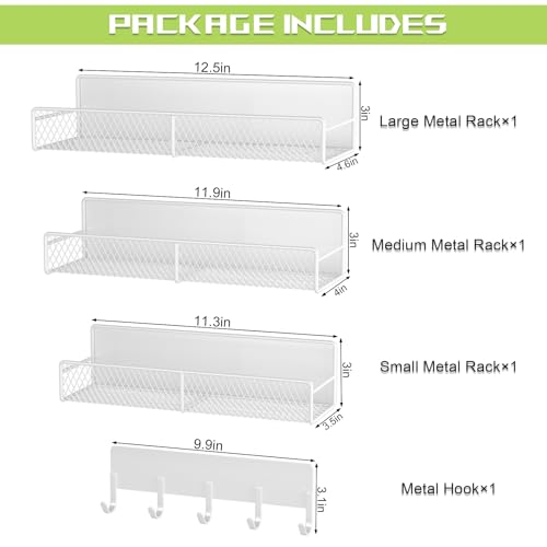 Magnetische Regale für Waschmaschine, robust, magnetischer Wäsche-Organizer mit Haken, Waschmaschinenregal für Kühlschrank, Metall-Aufbewahrungskörbe, Schrank und Waschküchen-Organisation (weiß), 4