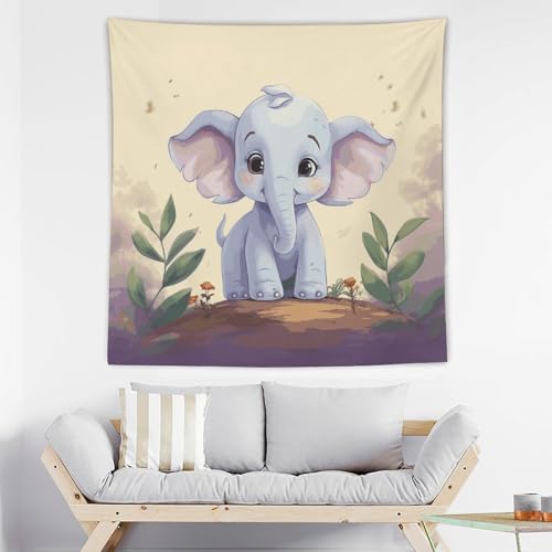Tapisserie murale éléphant mignon pour cacher un mur blanc sans faire de travaux