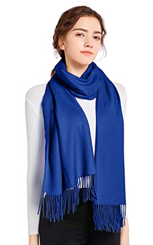 ELF KUCKUCK Schal Damen Winter Baumwolle Winterschal Pashmina, Geschenke für Frauen Freundin Mama, Königsblau