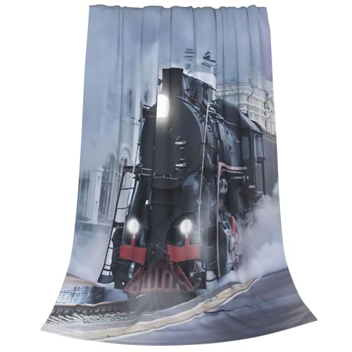 Couverture polaire train à vapeur pour lit et canapé