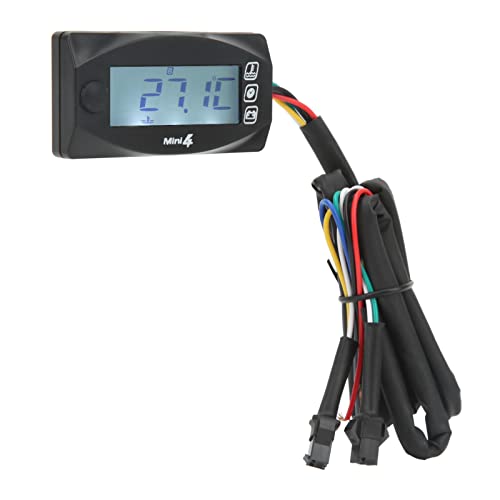 Motorcycle Oil Temperature Gauge Accurate Waterproof 4 in 1 Thin LCD Display Motorcycle Voltage Temperature Gauge for Motorcycle (M20*1.0)