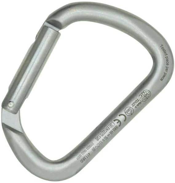 X-Large Carbon Straight Gate Carabiner, Heavy-Duty Carbon Steel, Keylock System, Wide 29mm Gate