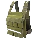 Weighted Vest for Men Women, Adjustable Tactical Weight Vests for Rucking Walking Running Crossfit Strength Training (Without Weight Blocks) Green