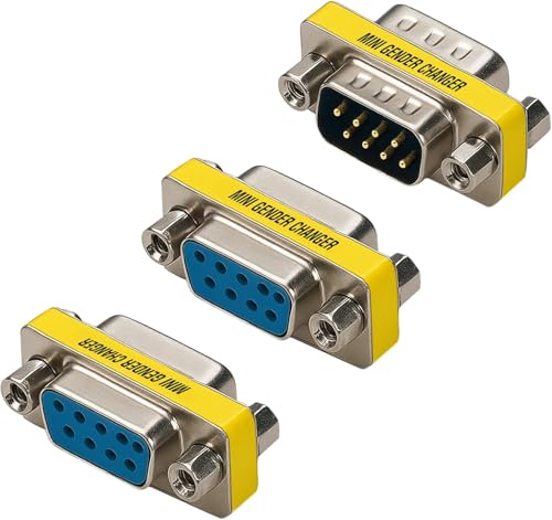 Cyberguys! DB9 Adapter 3-Pack RS232 Serial Gender Changer Set Female to Female Male to Male Male to Female DB9 Serial Port Connector Adapters for PC Modem POS Router Printer Switch