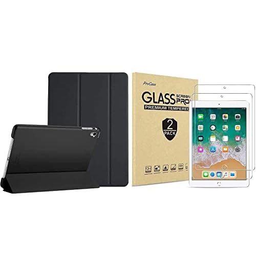 ProCase iPad Pro 9.7 Black Slim Hard Shell Case Bundle with 2 Pack iPad 9.7 2018 & 2017 / iPad Pro 9.7 / iPad Air 2 / iPad Air Tempered Glass Screen Protectors