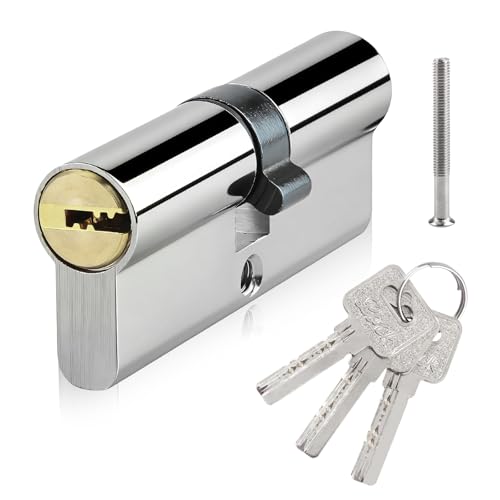 Sunyunze Barillet Porte D'entrée Euro Cylindre de Serrure Double Entrée 70mm(35/35) Canon Serrure avec 3 Clés idéal pour Portes Intérieures et Bureaux