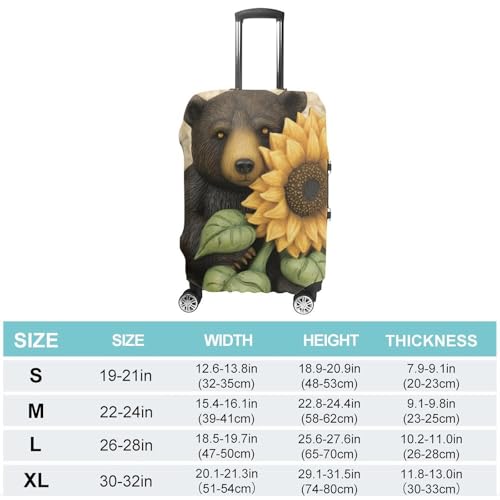 Travel Luggage Cover Elastic Suitcase Protector Anti-Scratch Washable Sunflower And Bear Luggage Sleeve Tsa Approved Carry on Covers Baggage Cover Fits 18-32 Inch Luggages2