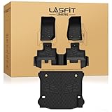 LASFIT Floor Mats & Cargo Mat for Jeep Wrangler JK 2014-2018 Unlimited 4-Door (NOT for JL or 2-Door) All Weather TPE Custom Fit Car Mats Floor Liners Cargo Liner Cargo Mat Black