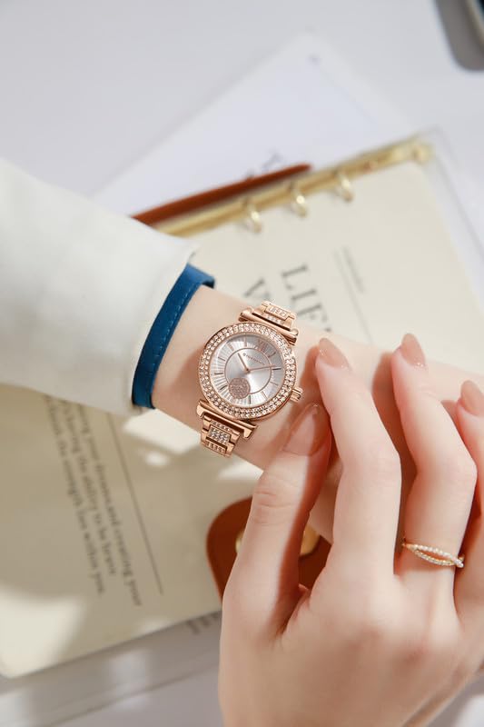 Image of Giordano Luxury Analog Watch for Women - Elegant Crystal Design with sub dial and Diamond Studed statinless Steel Strap