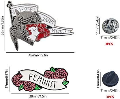 JJWNMLL 2Pcs Woman Pin Badge Feminist Flower Enamel Pin Feminist Brooches Independent Female Lapel Pin Badges feminism brooches pins