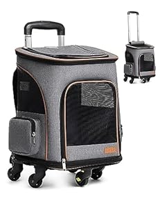 Lekesky Katzenrucksack mit Rollen Hunderucksack Grau