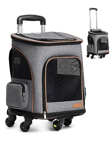 Lekesky Katzenrucksack mit Rollen Hunderucksack Grau