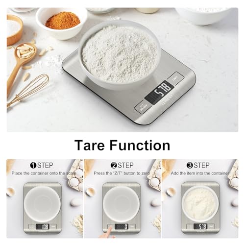 Ultrean Food Scale, 33lb Digital Kitchen Scale for Food Ounces Grams, 304 Stainless Steel, Type-C Charging and Batteries, Perfect for Meal Prep, Cooking, and Baking by Ultrean - Image 6