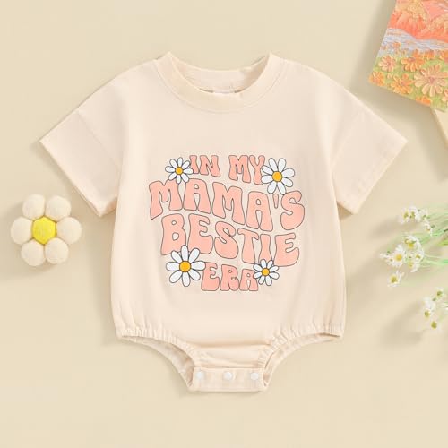 Newborn Baby Girl Outfits In My Mamas Bestie Era Daisy Bubble Romper Short Sleeve Bodysuit T-Shirt Summer Clothes2