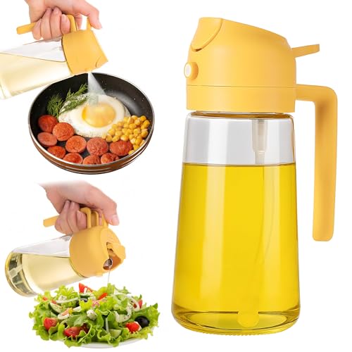 Spruzzatore per olio in vetro ricaricabile 2 in 1 e bottiglia per vers...