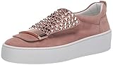 sr1 europawelle livestream Sneaker in delicate powder pink suede, embellished with gold-colored crystals