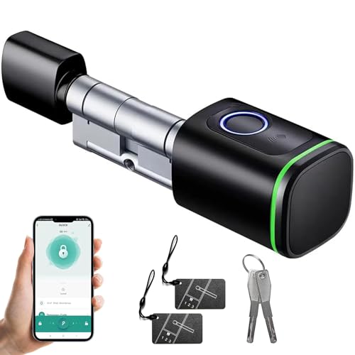 Neelabil Tuya BT Fingerprint Lock Intelligent Door Lock Cylinder Electronic Lock Core Keyless Entry Door Lock Support Fingerprint/APP/IC Card/Mechanical Key Unlock for Home Office Hotel Apartment