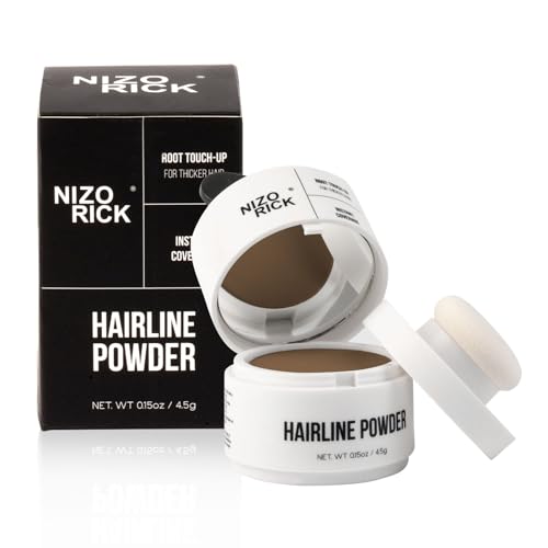 NIZORICK Hairline Powder,Root Touch Up Hair Color, Instantly Conceals Hair Loss, Root Cover Up Powder for Thinning Hair,Waterproof & Long Lasting 4.5g/0.15oz(Medium Brown)