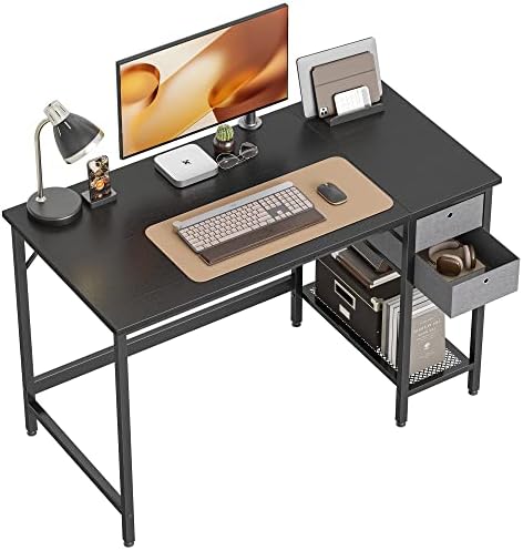 Cubiker Computer Home Office Desk with Drawers, 40 Inch Small Desk Study Writing Table, Modern Simple PC Desk, Black