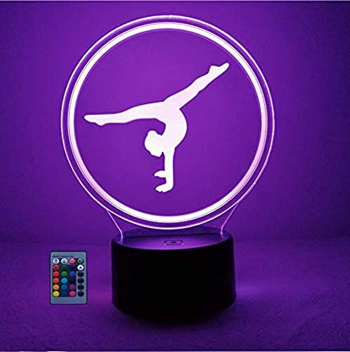 Optical Illusion 3D Gymnastics Night Light Lamp 7/16 Color Change LED Lamp USB Powered Remote Control Valentines Birthday Room Decoration