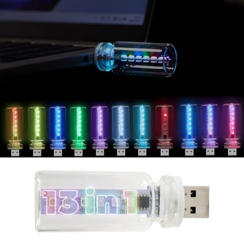 New Car USB Lights 13 in 1 Touch Adjustment USB LED Car Lights Mini Glass Bottle LED Bulb Night Lights Switch Memory Retention 13 Modes & 7 Colors for Vehicle Bedroom Camping Holiday (1Pcs)